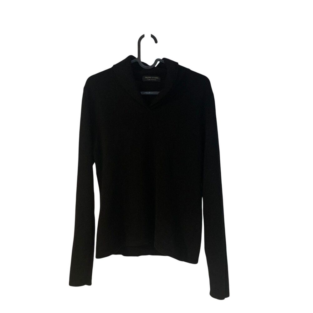 Vintage Valerie Stevens Black 2 Ply Cashmere Sweater M Quiet Luxury Old Money